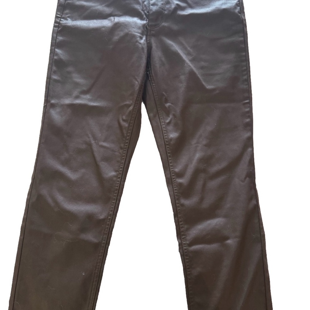 Dark Brown Coated Skinny Pants